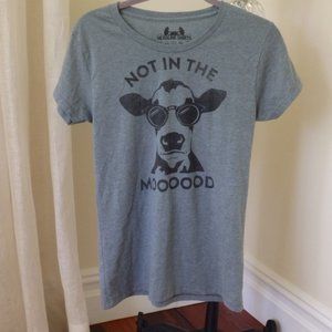 Headline Shirts Cow in Glasses "not in the mooood"  Graphic T-Shirt L